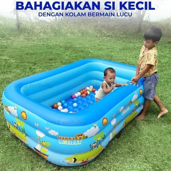 120CM-260CM Kolam Renang Anak 3 Ring Kolam Mandi Bola Pompa Tiup Inflatable Kolam Balon Anak 120CM-2