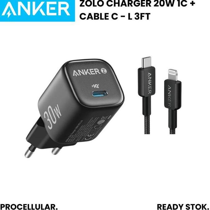 TERBARU - Anker ZOLO Charger Adaptor USB C 20W With Kabel Type C to Lightning