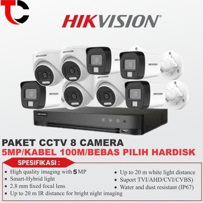 PAKET CCTV HIKVISION 5MP 8 CAMERA FULL SET