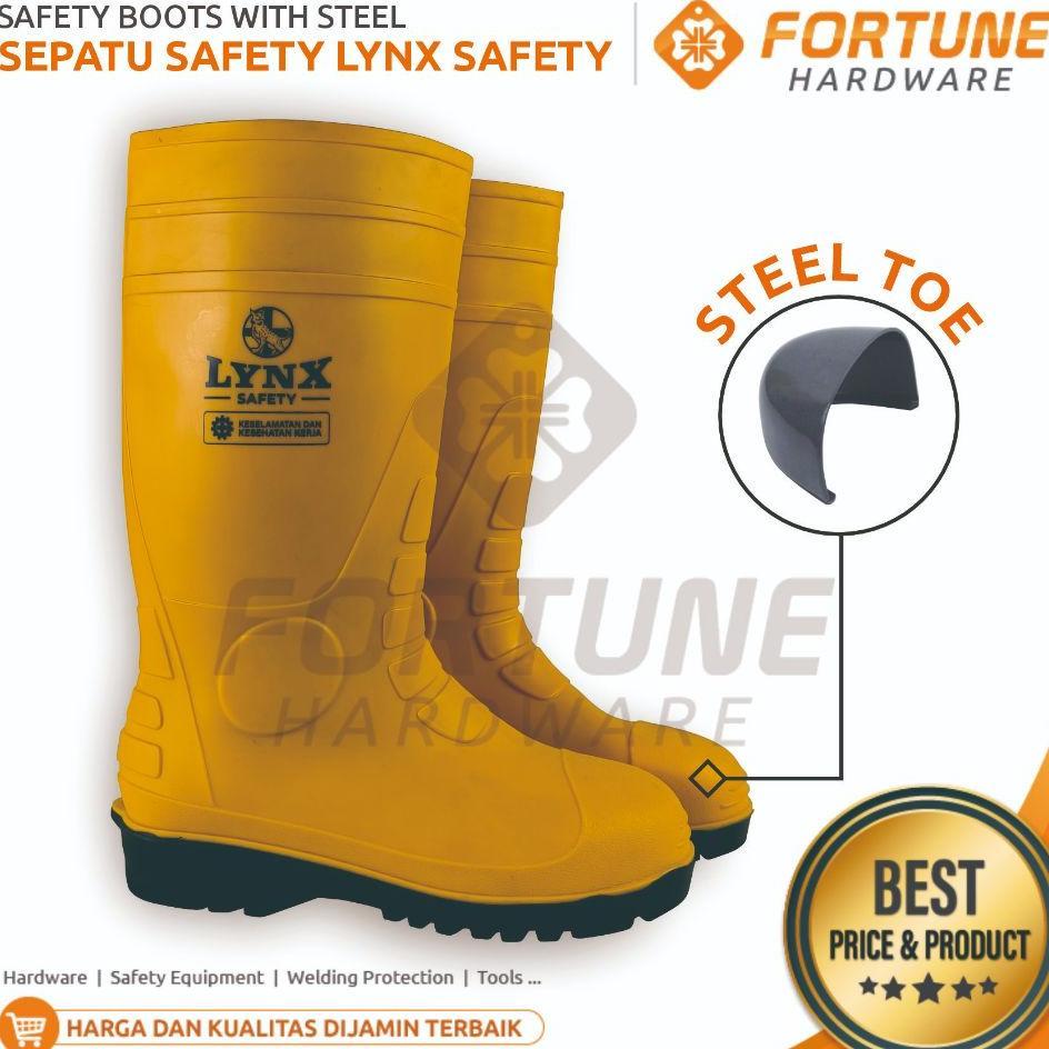 Sepatu Boot Safety Rubber Lynx Safety With Steel Toe Ujung Besi