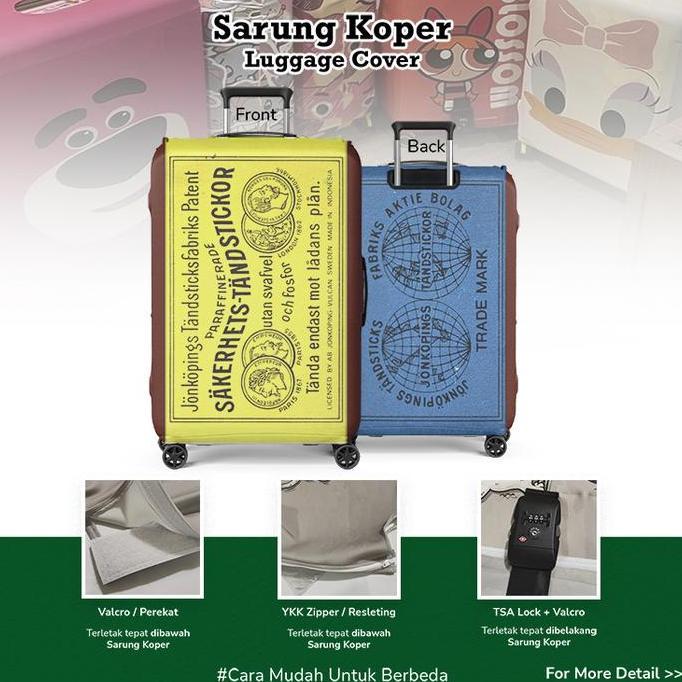 Sakerhets Sarung Koper Luggage Cover Bahan Aglatex Meregang 5cm dengan Perekat Velcro YKK Zipper TSA