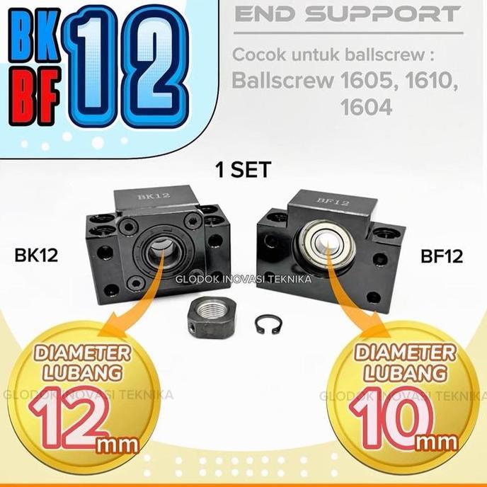 BALLSCREW END SUPPORT BKBF12 BKBF BK12 BF12 BK BF 12 BALL SCREW PILLOW BEARING SET CNC DUDUKAN