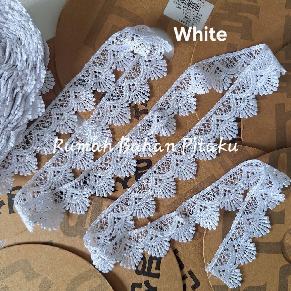 AYYA - Renda Bordir Renda Giper Lebar 3 cm Renda Bordir Bunga Mukena, Kebaya, Gamis, Dress