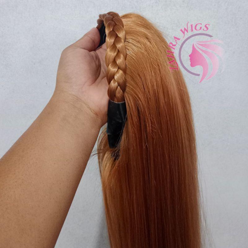 Wig Bando Rambut Lurus Natural Panjang 60 Cm Wig Bando Wanita