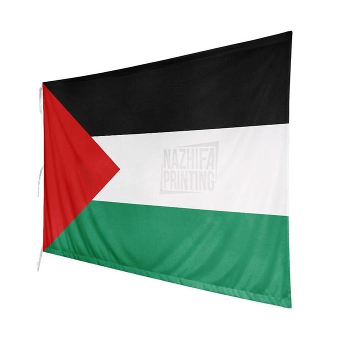 Gotogo- Nazhifa Printing - Bendera Palestina, Palestine 1 Sisi, Bahan Satin Peles Ukuran Kecil-Besar