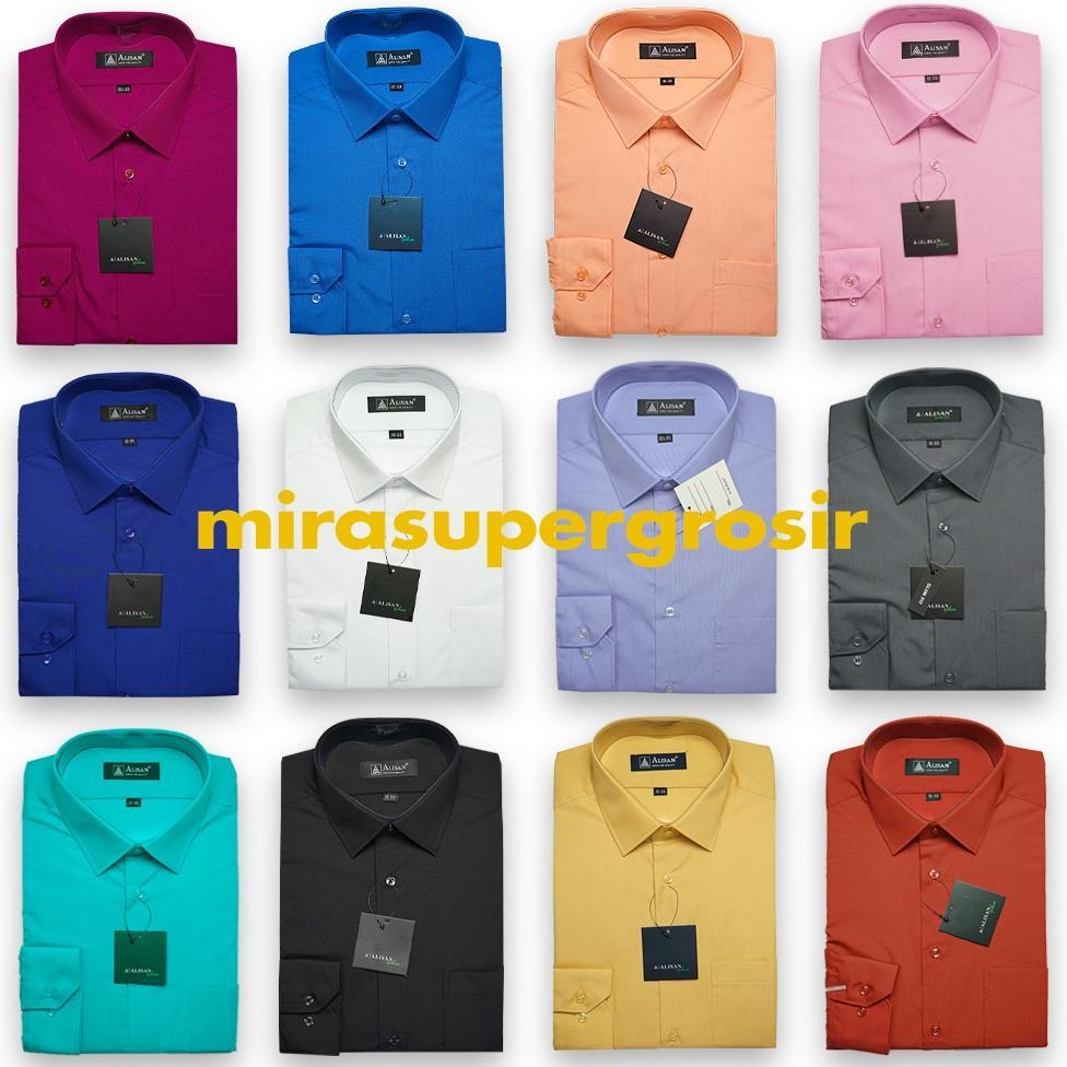 ALISAN Kemeja Pria REGULER Lengan Panjang Original Polos Baju Atasan Kerja Cowo Alisan Formal Hem Hi