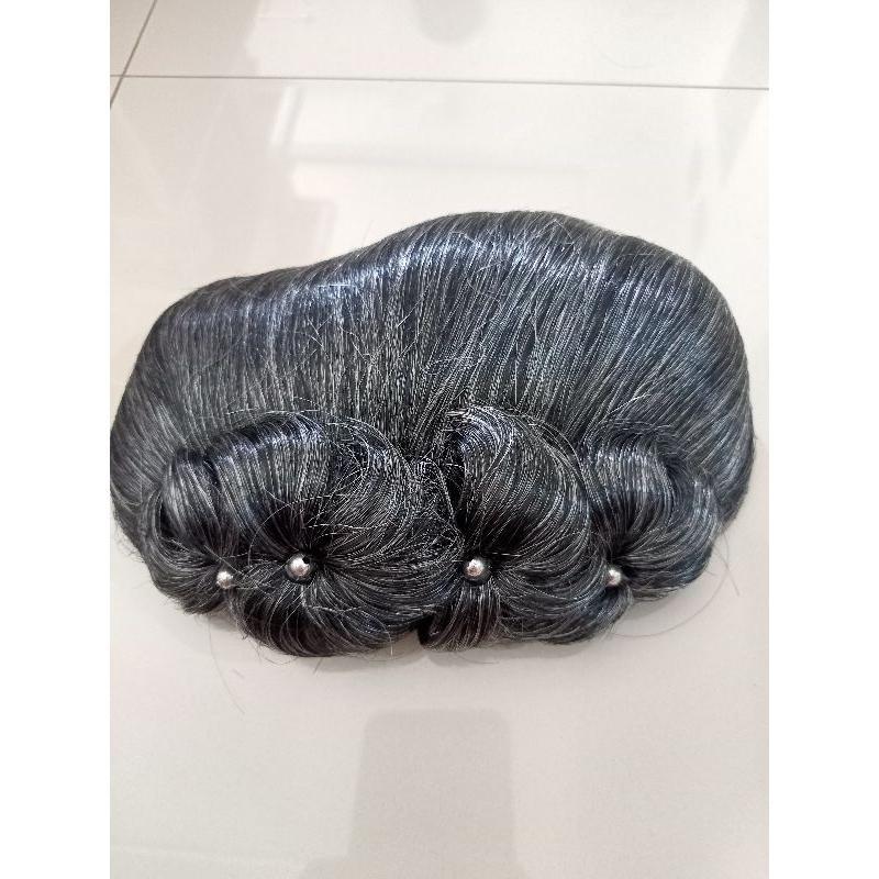 Sanggul Sonya Modern Hitam Dan Uban Aksesoris Rambut Anak Dan Dewasa Untuk Tari Karnaval Adat