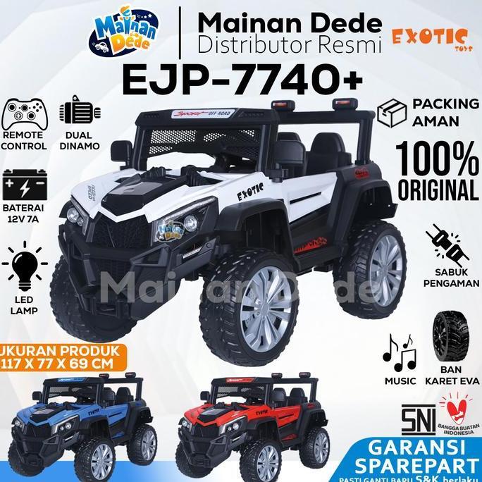 Promo Exotic Mainan Mobil Aki Anak Ejp7740+ Ban Karet Eva Baterai 12V 7Ah Mesin Ganda 2X390Watt Mode