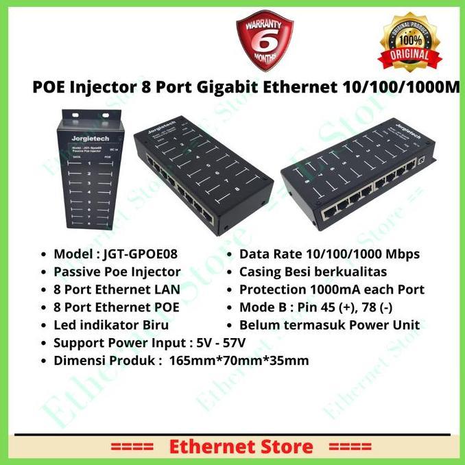 Passive poe injector gigabit 8 port / poe gigabit 8port / Gigabit 8