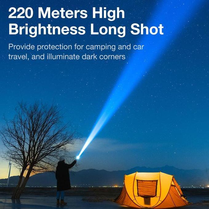 CODFlashvoy Senter LED Super Terang Tahan Lama Type C Rechargeable Portable Jarak Jauh SOS Flashligh