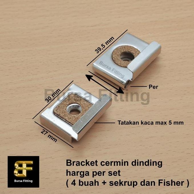Plat jepit kaca wastafel / gantungan cermin / ambalan cermin / bracket cermin dinding / penahan kaca