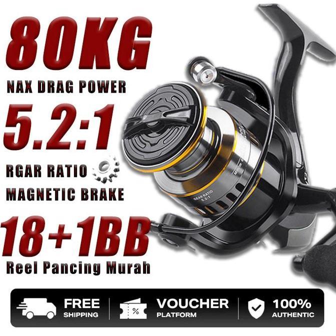 tarmijahseller - reel pancing he500-7000 100kg spinning reel spool metal aluminium reel pancing mura