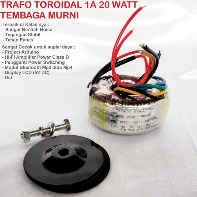 NEW TRAFO TOROID 1A 0 18V TOROIDAL TRANSFORMER 20 WATT 0 5V 15V NON CT