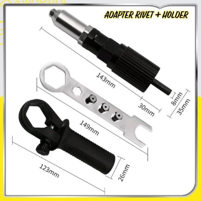 Tang Rivet Bor Listrik Konverter Paku Elektrik Besi Hitam Gun Electric Handle Kecil Mudah dibawa