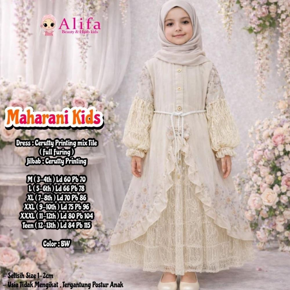 PAKET HEMAT ALIFA KIDS MAHARANI KIDS GAMIS ANAK BINI ORANG CERUTY BRUKAT CANTILI FREE JILBAB BINOR B