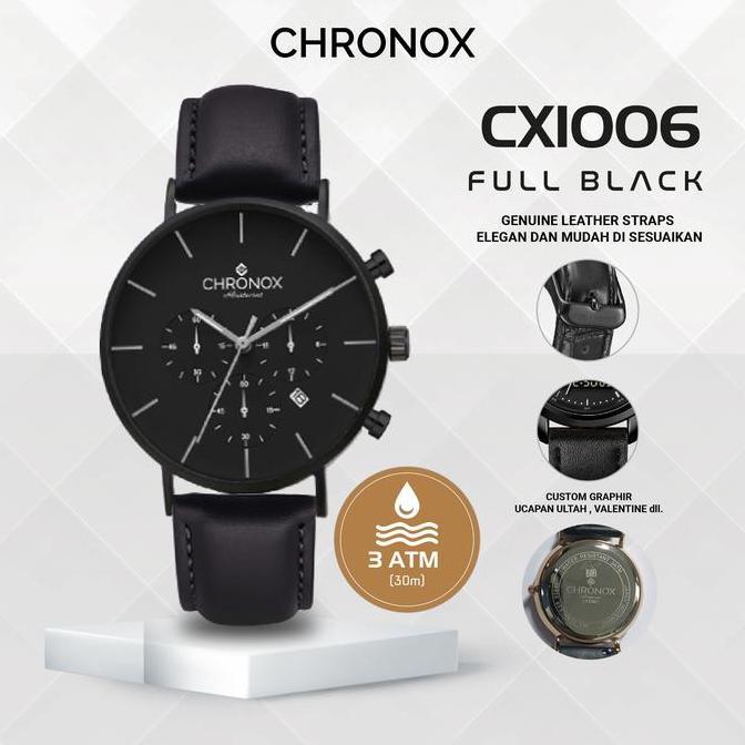 CHRONOX Jam Tangan Pria Kulit Analog - CX1006 EVERLAST Quartz Stainless Steel Stopwatch