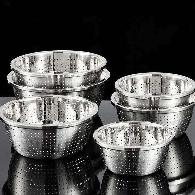 Baskom Bolong Baskom Cuci Sayur Cuci Beras Baskom Stainless Wadah Cuci Beras Allshop