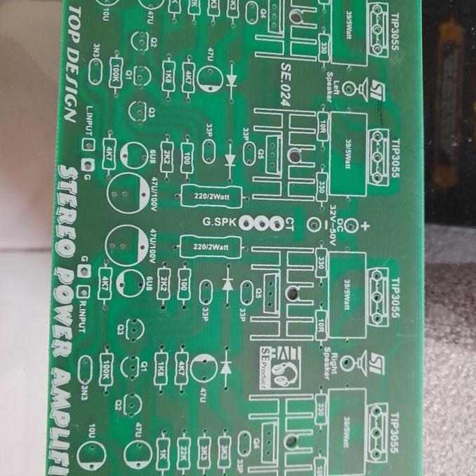 PCB POWER AMPLI STEREO FINAL NPN TRANSISTOR SANKEN OR TOSHIBA BAHAN FIBER FR4 SAF12