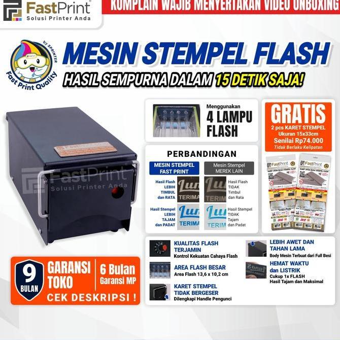 Lettera- Mesin Stempel Flash Kilat 4 Lampu Full Plat Besi