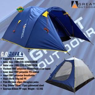 Hemat Tenda Tendaki Borneo 4 Kapasitas 4-5 Orang Tenda Camping Outdoor Lwy Compass 2P - 4P