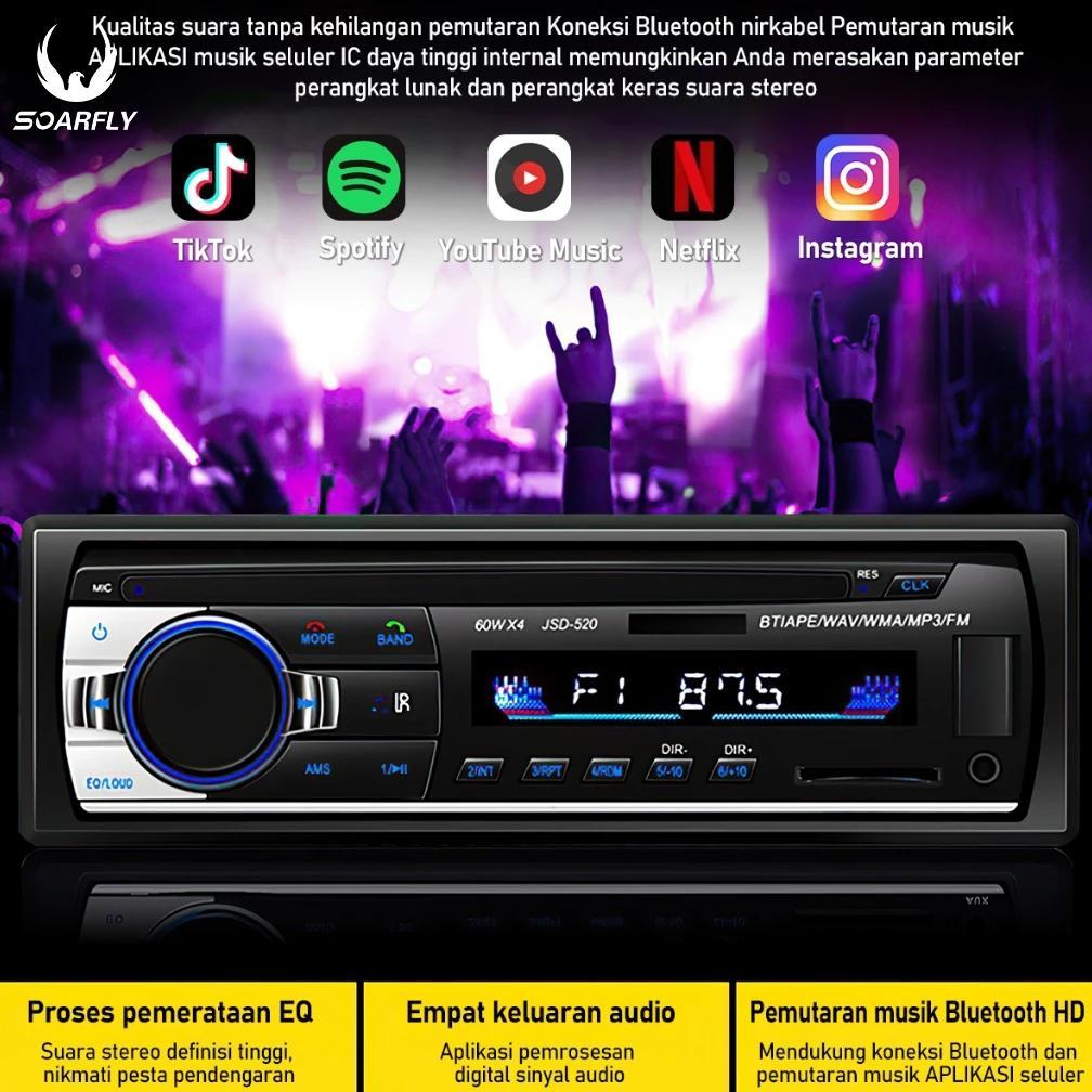 (Stok Siap)Tape Mobil Ori Singe Din Head Unit Tape Audio Radio Mobil Multifungsi Bluetooth USB MP3 F