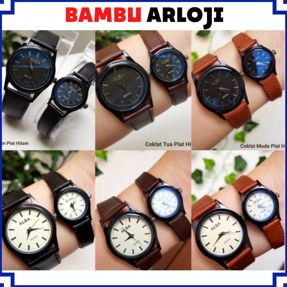 ORIGINAL BAJ  COD JAM TANGAN COUPLE ALBA VINTAGE GROSIR KULIT PRIA WANITA PASANGAN MURAH PREMIUM AL0