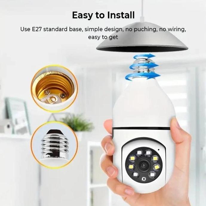 V360 Pro CCTV Lampu 360 Derajat 4K PTZ WiFi Smart Camera 3MP Full HD Koneksi Wi-Fi Deteksi Gerakan P