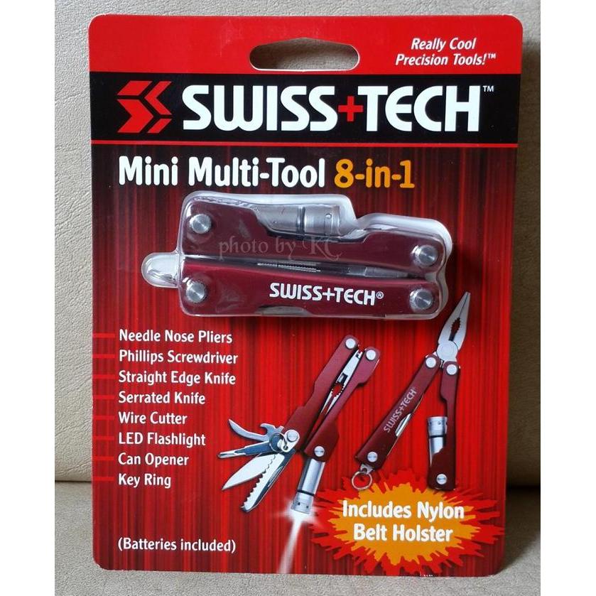 Senter Mini USA Swiss+Tech Tools 8in1 with LED Flashlight