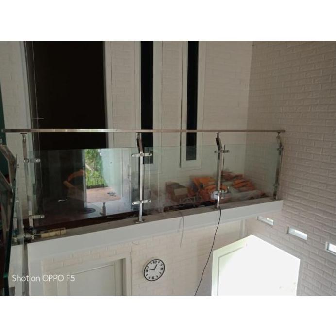 Tiang Partisi Railing Kaca Glass Railing Stainless Steel Railing