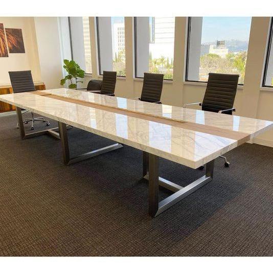 Terbaru Meja Meeting 300 120 Cm Meja Rapat - Meja Motif Marmer Hpl Taco Premium