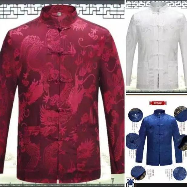 IMLEK SALE Cheongsam Pria Lengan Panjang Import Kerah