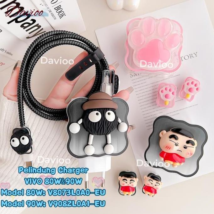 Pelindung Charger FOR VIVO 80Watt 90Watt |Set 5 Item Paket Cover Pelindung Kepala Charger & Kabel Un