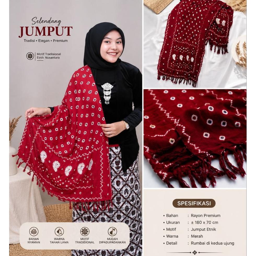 Selendang Rumbai Batik Jumputan Selendang Kebaya