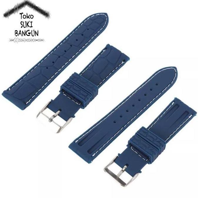 22mm Tali Jam Rubber STITCH Crocodile Pattern Watch Band Strap
