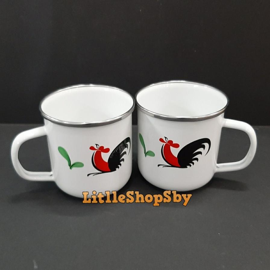 Gelas Enamel 9Cm / Mug Enamel 9Cm Ayam Jago