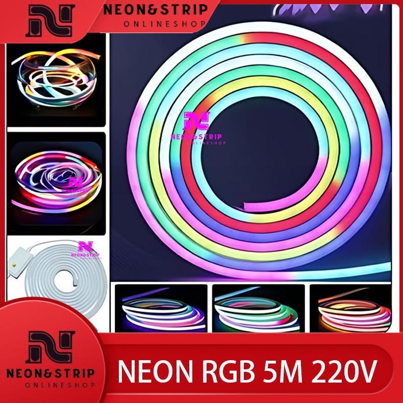 Cod Paket Lampu Led Neon Flex Rgb 220V 5M Flexible Sign Led / Lampu Selang Led Rgb Neon
