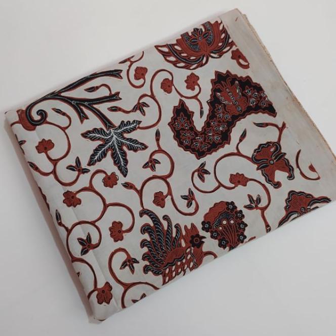 Kain Jarik Batik Panjang Sogan Jogja Kombinasian Motif Klasik Wahyu Tumurun Latar Putih