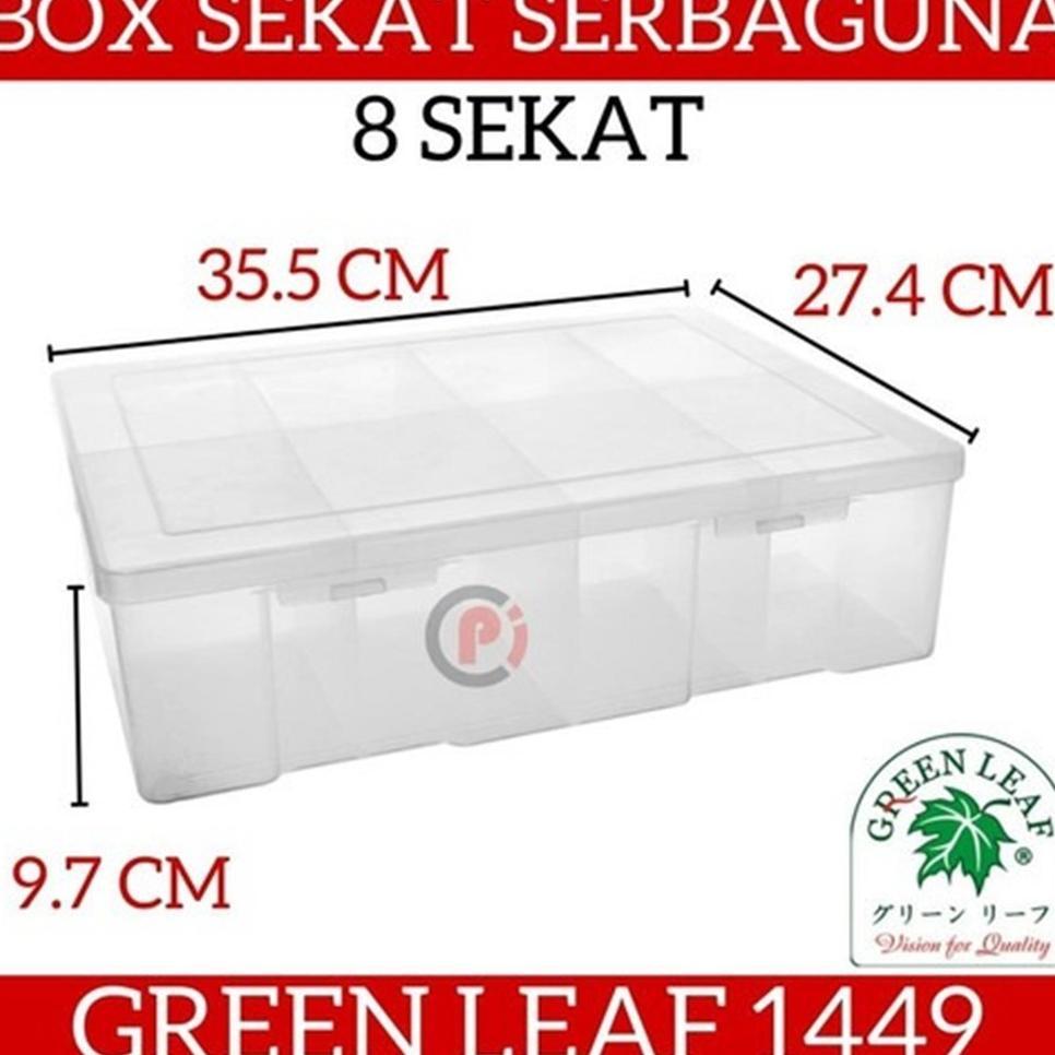Greenleaf 1449 Reiko Kotak Perkakas Storage Box 8 Sekat Green Leaf