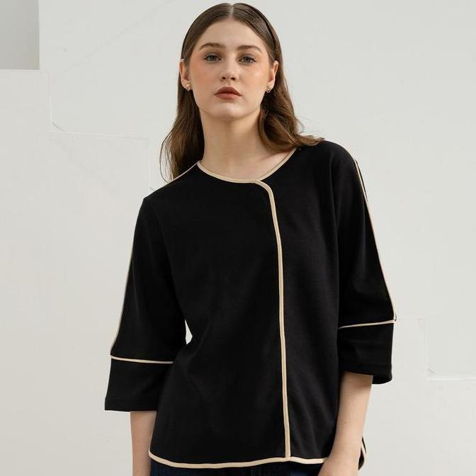 FOREVER SWEET Ophelia Contrast Line Blouse Atasan Wanita Airfeels