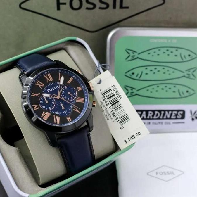 [ORIGINAL] Jam Tangan Pria Fossil FS5061 Grant Chronograph Navy