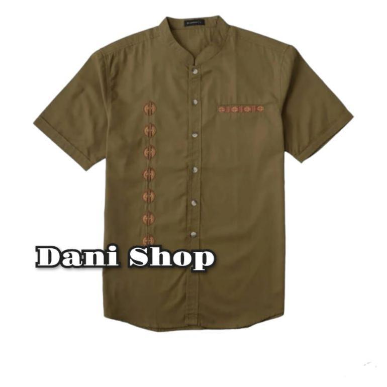 Diskon Baju Koko Dewasa Putih Bordir Mewah Lengan Pendek
