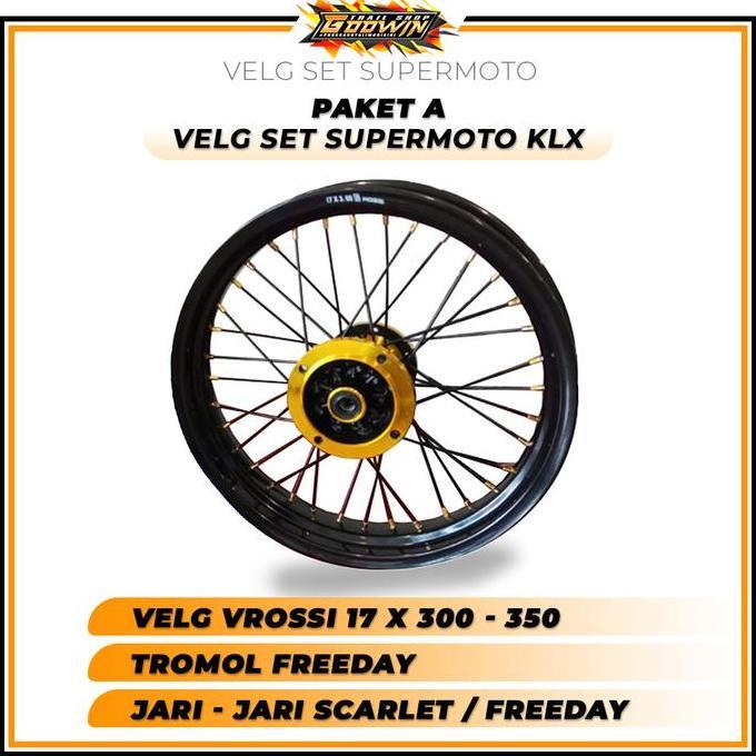 Terlaris Paket Velg Set Supermoto Full Scarlet V Rossi Vrossy Champ Expedition Motor Crf Klx Wr 155 