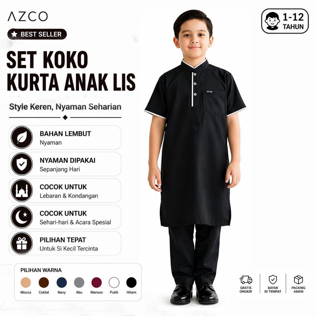 Diskon Azco Setelan Koko Kurta Anak Kurta List One Set