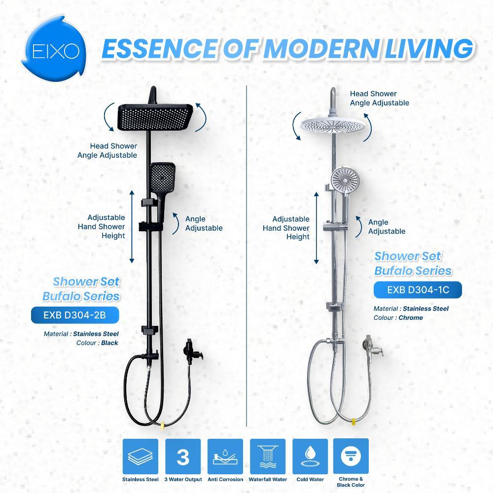 Shower Set Minimalis Kamar Mandi Stainless Steel EIXO Bufalo Cold Only