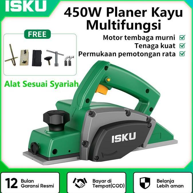 ISKU Planer Listrik 450W Mesin Serut Kayu modern Cocok untuk memoles dan memotong kayu Mesin Ketam K