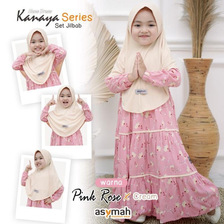 ASYMAH GAMIS SYARI ANAK PEREMPUAN KANAYA SERIES PINK ROSE - GAMIS COUPLE IBU DAN ANAK MURAH