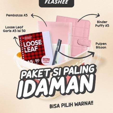 Flashee Paket Binder Puffy 4in1 Binder Kuliah Dan Sekolah Sudah Termasuk Isi Binder