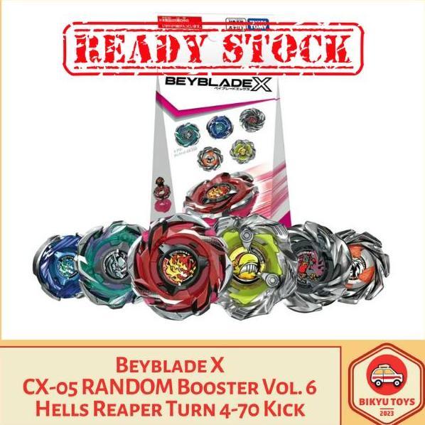 Promo Beyblade X Cx-05 Hells Reaper Ratchet 4-70 Bit K Kick Rhino Charge 4-55 Dot Random Booster Set