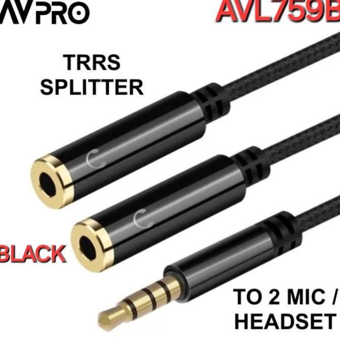 fauziakh.store / AVPRO AVC159 3.5mm TRRS 4-pole Splitter for Headset Mic Braided 30cm B Diskon