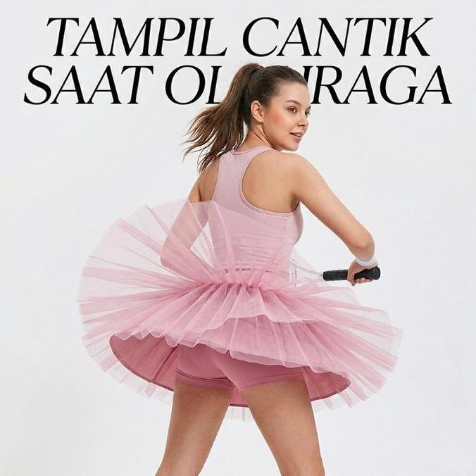 Skort Olahraga Wanita Premium Rok Mini Senam Tutu A-Line Slimming Anti-Eksposur dengan Kantong